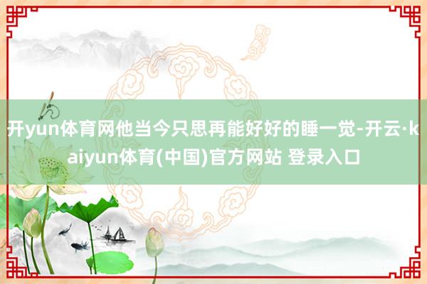 开yun体育网他当今只思再能好好的睡一觉-开云·kaiyun