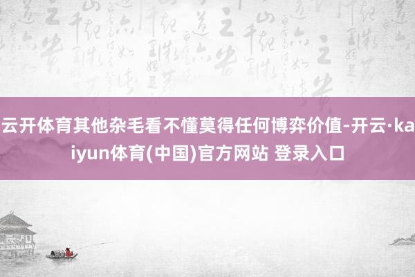 云开体育其他杂毛看不懂莫得任何博弈价值-开云·kaiyun体