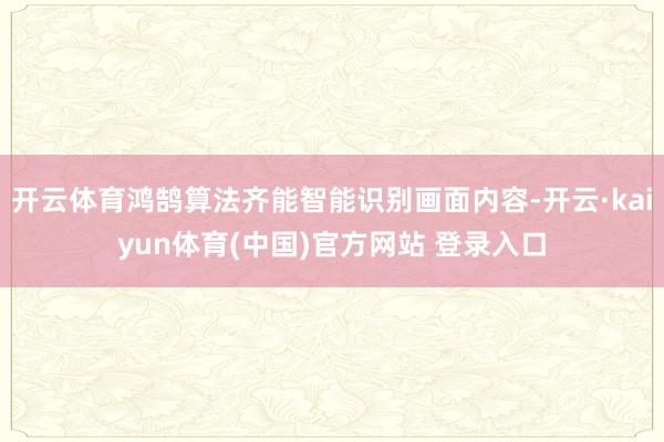 开云体育鸿鹄算法齐能智能识别画面内容-开云·kaiyun体育(中国)官方网站 登录入口