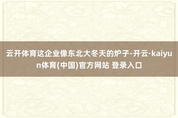云开体育这企业像东北大冬天的炉子-开云·kaiyun体育(中