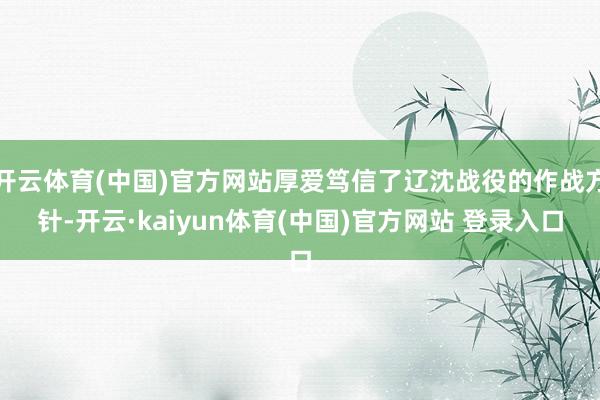 开云体育(中国)官方网站厚爱笃信了辽沈战役的作战方针-开云·